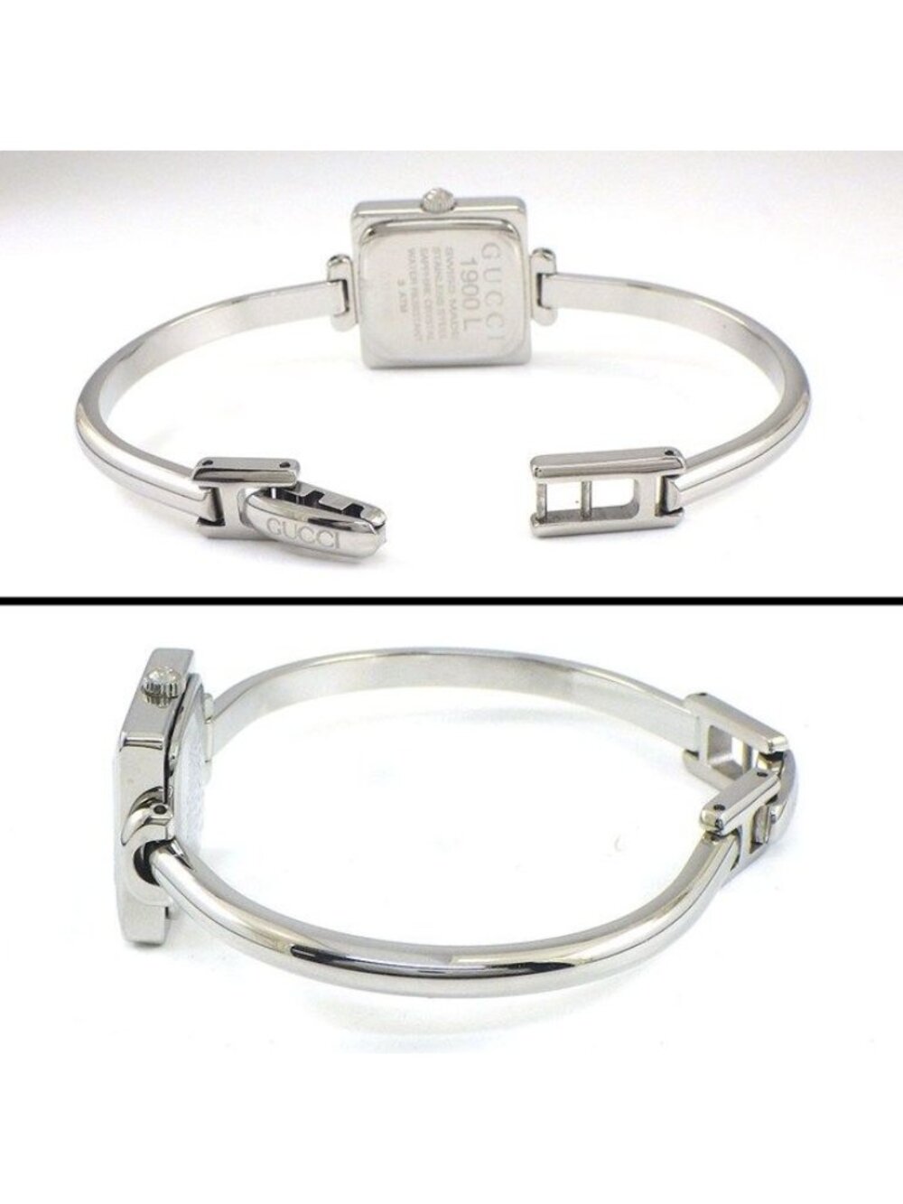 Gucci Watch Bangle Square Sunray Iceblue Dial SS - Picture 3 of 10